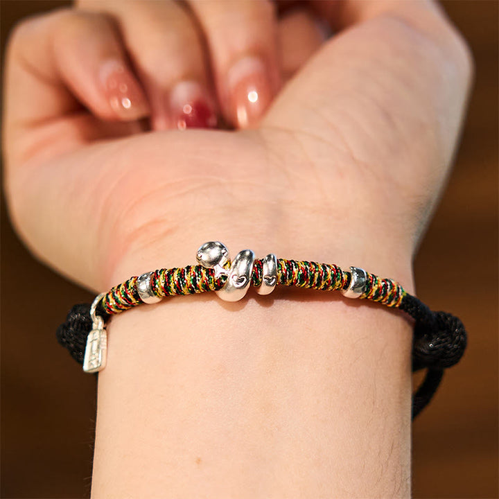 Buddha Stones 999 Sterling Silver Year Of Snake Red String Happiness Protection Braided Bracelet - image 13