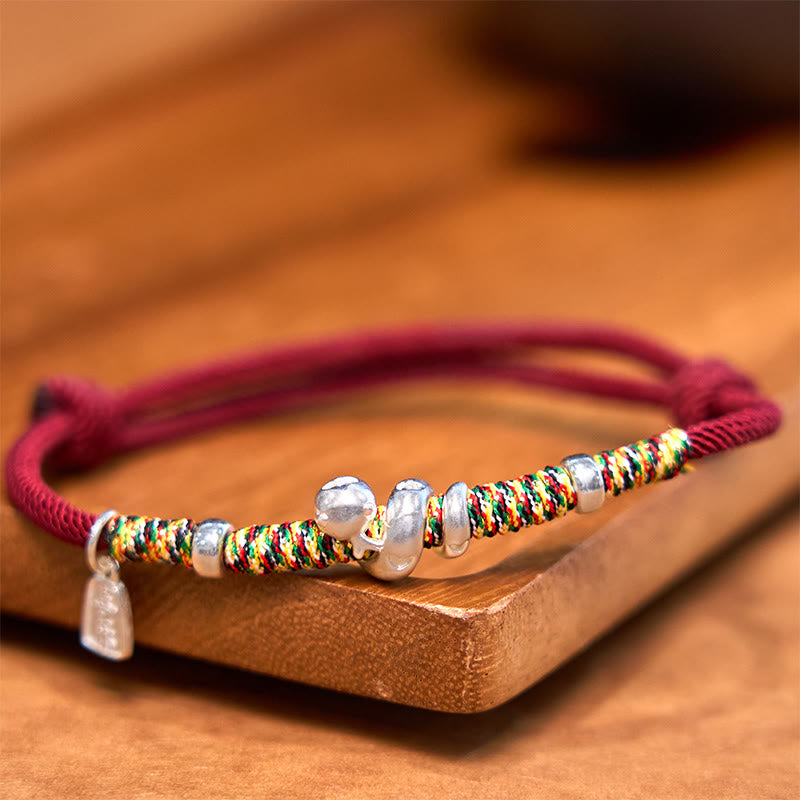 Buddha Stones 999 Sterling Silver Year Of Snake Red String Happiness Protection Braided Bracelet - image 1