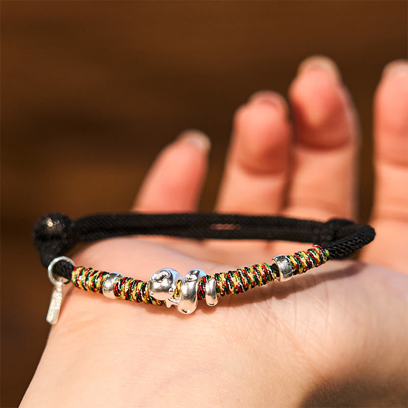 Buddha Stones 999 Sterling Silver Year Of Snake Red String Happiness Protection Braided Bracelet - image 11