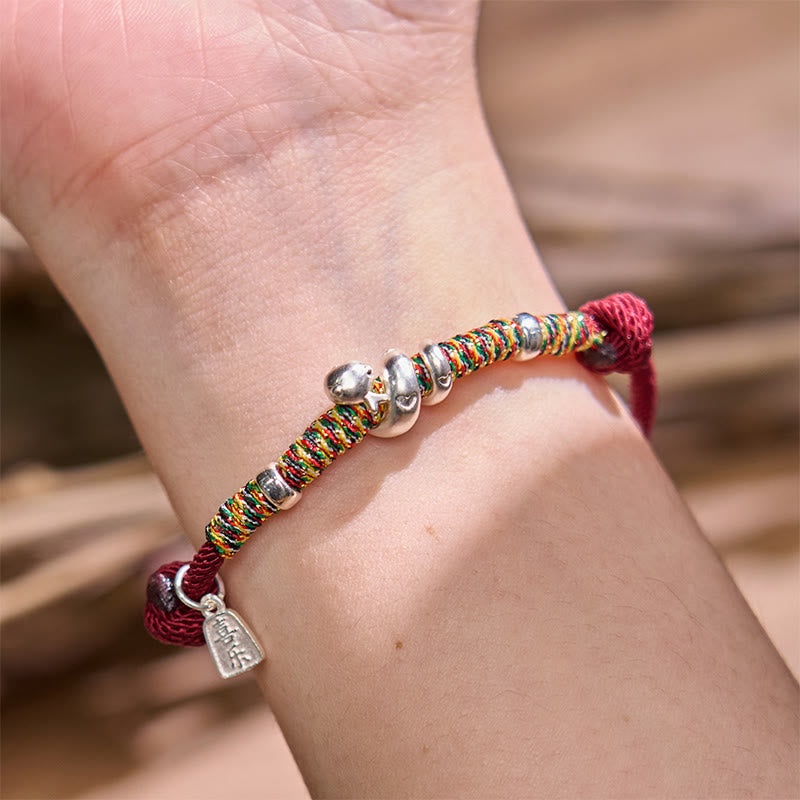 Buddha Stones 999 Sterling Silver Year Of Snake Red String Happiness Protection Braided Bracelet - image 8