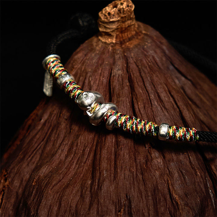 Buddha Stones 999 Sterling Silver Year Of Snake Red String Happiness Protection Braided Bracelet - image 12