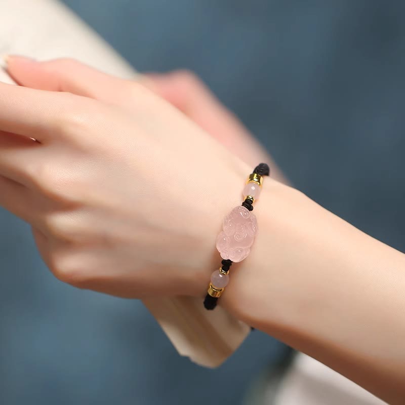 Buddha Stones PiXiu Pink Crystal Wealth String Braided Bracelet - image 12