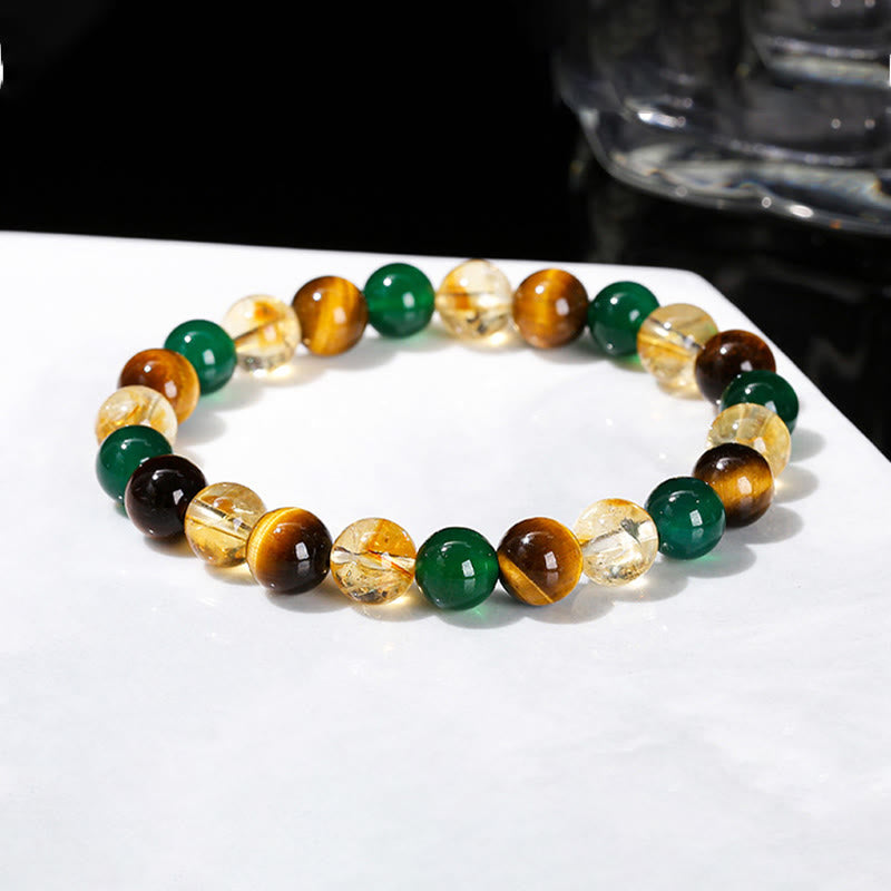 Buddha Stones Natural Tiger Eye Green Agate Citrine Mix And Match Beads Protection Bracelet - image 14