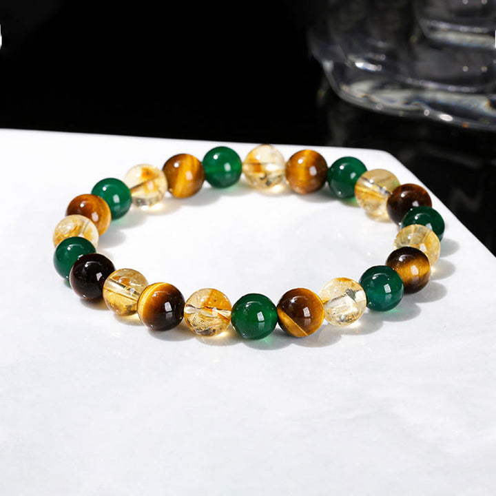Buddha Stones Natural Tiger Eye Green Agate Citrine Mix And Match Beads Protection Bracelet - image 14