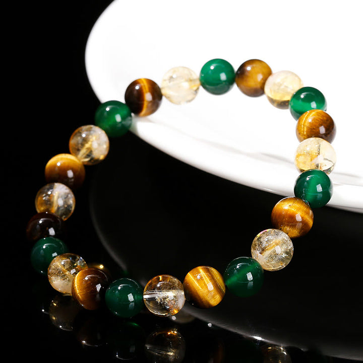 Buddha Stones Natural Tiger Eye Green Agate Citrine Mix And Match Beads Protection Bracelet - image 9