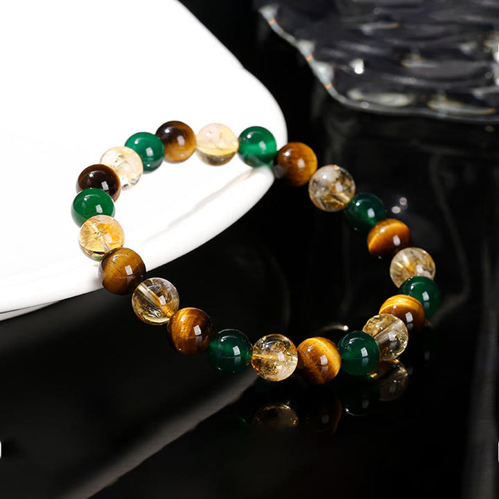 Buddha Stones Natural Tiger Eye Green Agate Citrine Mix And Match Beads Protection Bracelet - image 10