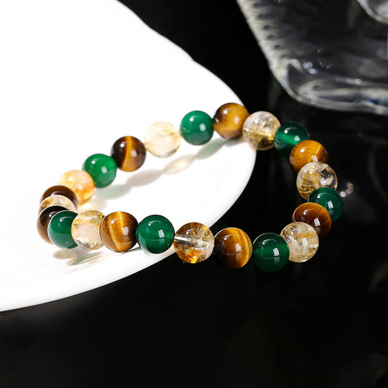 Buddha Stones Natural Tiger Eye Green Agate Citrine Mix And Match Beads Protection Bracelet - image 11