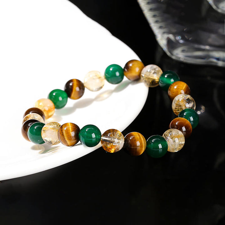 Buddha Stones Natural Tiger Eye Green Agate Citrine Mix And Match Beads Protection Bracelet - image 11