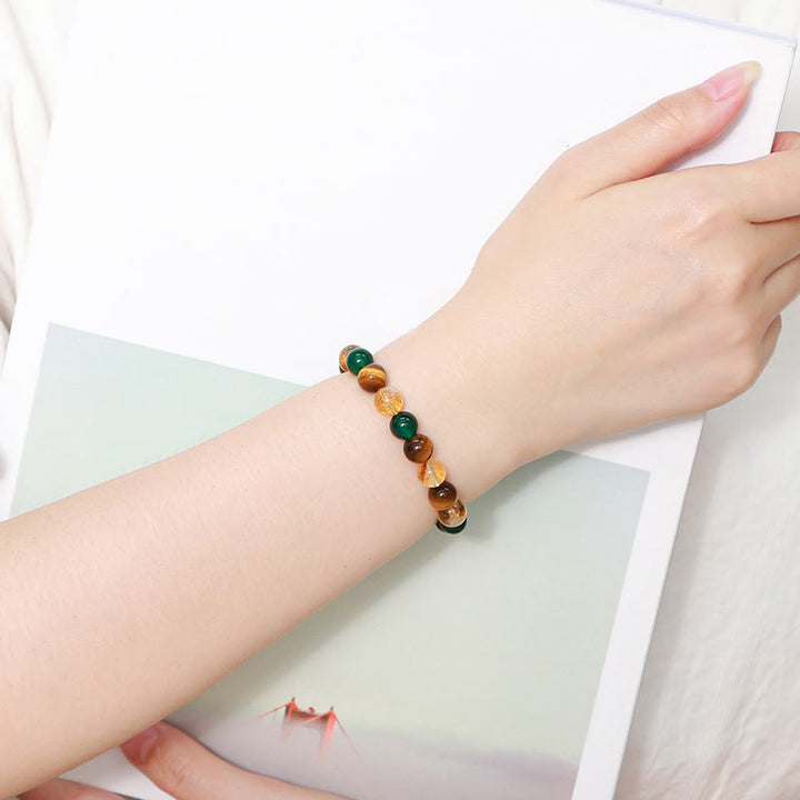 Buddha Stones Natural Tiger Eye Green Agate Citrine Mix And Match Beads Protection Bracelet - image 12