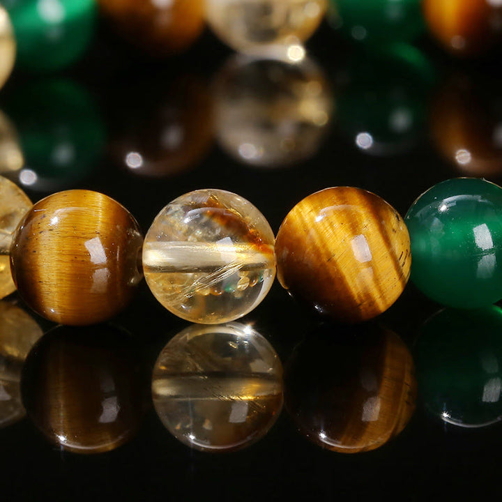 Buddha Stones Natural Tiger Eye Green Agate Citrine Mix And Match Beads Protection Bracelet - image 13