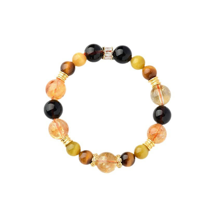 Buddha Stones Natural Citrine Smoky Quartz Tiger Eye Duobao Crystal Prosperity Bracelet - image 9