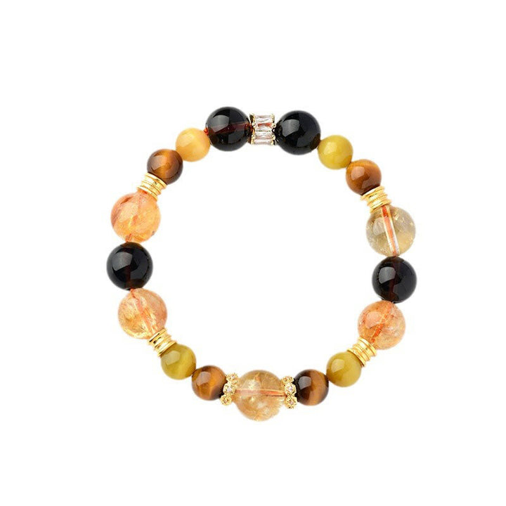 Buddha Stones Natural Citrine Smoky Quartz Tiger Eye Duobao Crystal Prosperity Bracelet - image 9