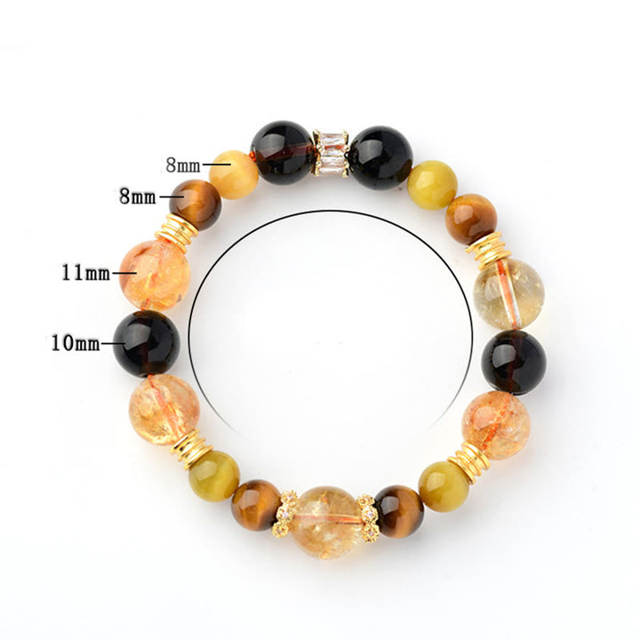 Buddha Stones Natural Citrine Smoky Quartz Tiger Eye Duobao Crystal Prosperity Bracelet - image 2