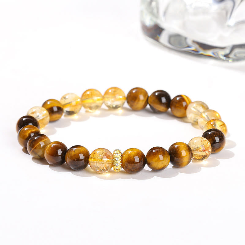 Buddha Stones Natural Tiger Eye Citrine Beads Strength Bracelet - Tiger Eye Citrine(Wrist Circumference: 15-18cm) - image 0