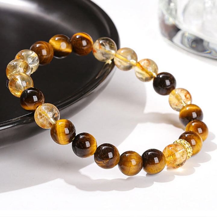 Buddha Stones Natural Tiger Eye Citrine Beads Strength Bracelet - image 2