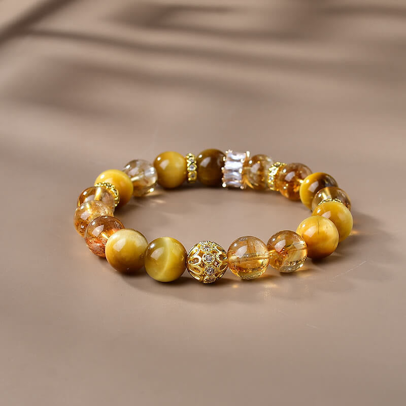 Buddha Stones Natural Tiger Eye Citrine Beads Strength Courage Bracelet - image 3