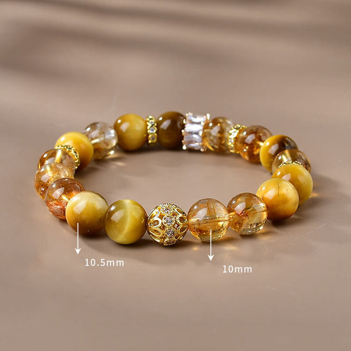 Buddha Stones Natural Tiger Eye Citrine Beads Strength Courage Bracelet - image 2