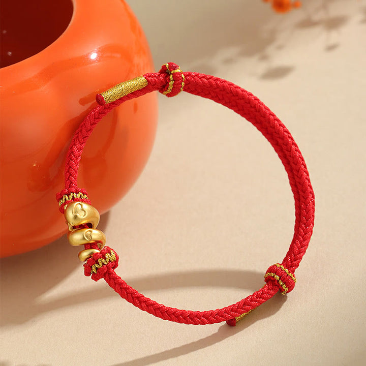 Buddha Stones Handmade 999 Sterling Silver Golden Year Of Snake Red String Protection Braided Bracelet - image 10