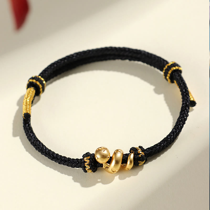 Buddha Stones Handmade 999 Sterling Silver Golden Year Of Snake Red String Protection Braided Bracelet - 999 Sterling Silver Golden Snake Black(Wrist Circumference: 14-18cm) - image 14