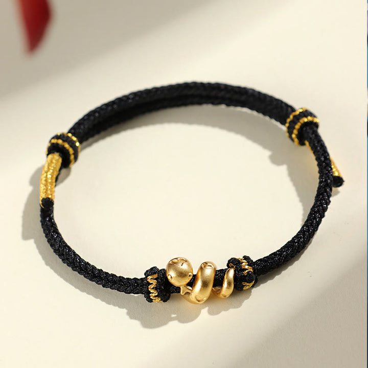 Buddha Stones Handmade 999 Sterling Silver Golden Year Of Snake Red String Protection Braided Bracelet - 999 Sterling Silver Golden Snake Black(Wrist Circumference: 14-18cm) - image 14