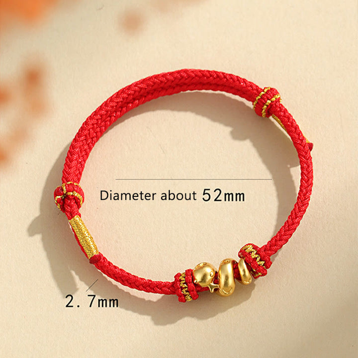 Buddha Stones Handmade 999 Sterling Silver Golden Year Of Snake Red String Protection Braided Bracelet - image 13