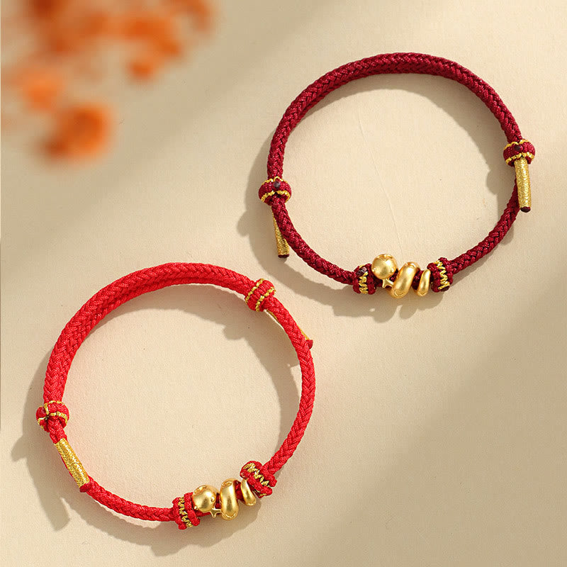 Buddha Stones Handmade 999 Sterling Silver Golden Year Of Snake Red String Protection Braided Bracelet - image 1