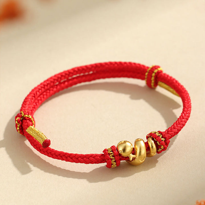 Buddha Stones Handmade 999 Sterling Silver Golden Year Of Snake Red String Protection Braided Bracelet - image 11
