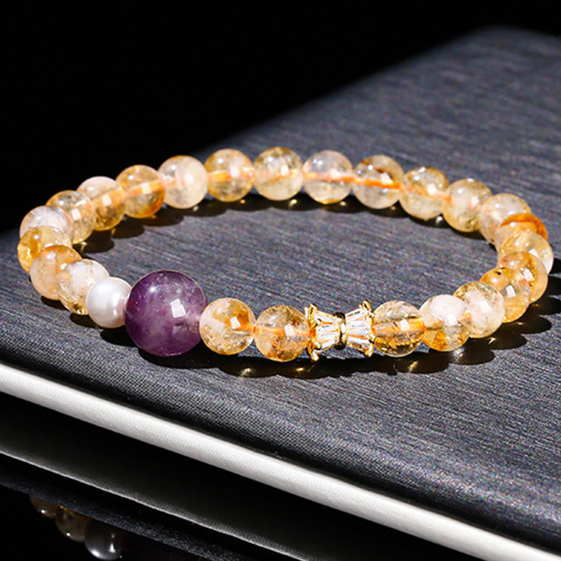 Buddha Stones Natural Citrine Amethyst Prosperity Bracelet - image 12