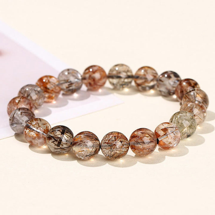 Buddha Stones Natural Super Seven Crystal Positive Growth Bracelet - Super Seven Crystal-12mm(Wrist Circumference: 17-17.5cm) - image 0
