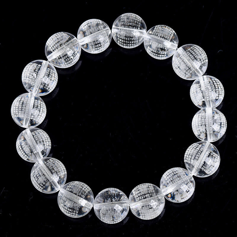 Buddha Stones Heart Sutra Natural White Crystal Protection Bracelet - image 3