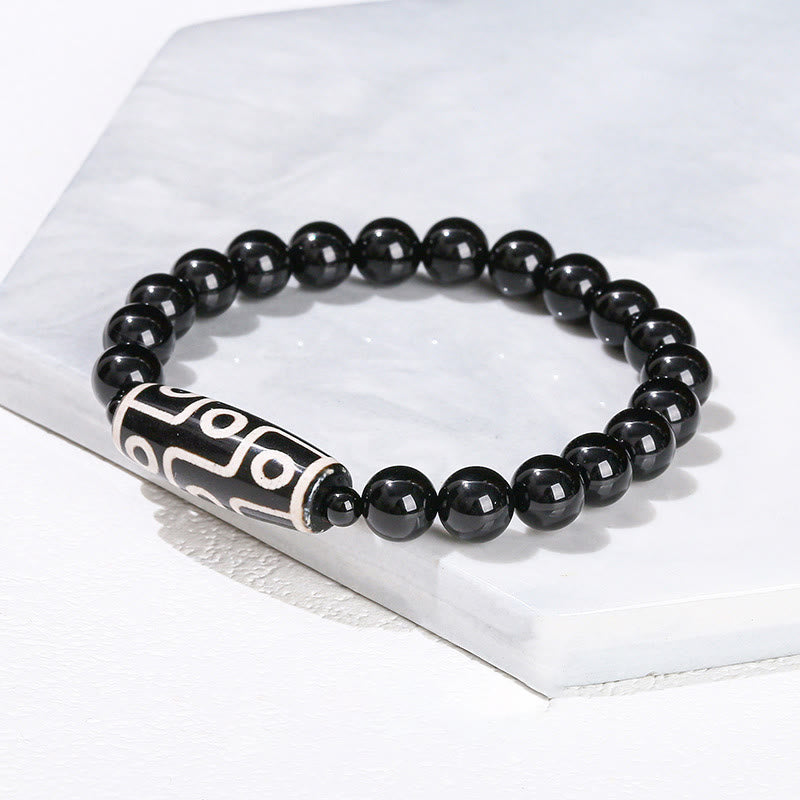 Buddha Stones Tibetan Nine-eye Dzi Bead Natural Sandalwood White Cat's Eye Agate Power Protection Bracelet - Black Onyx(Wrist Circumference: 16-18cm) - image 18