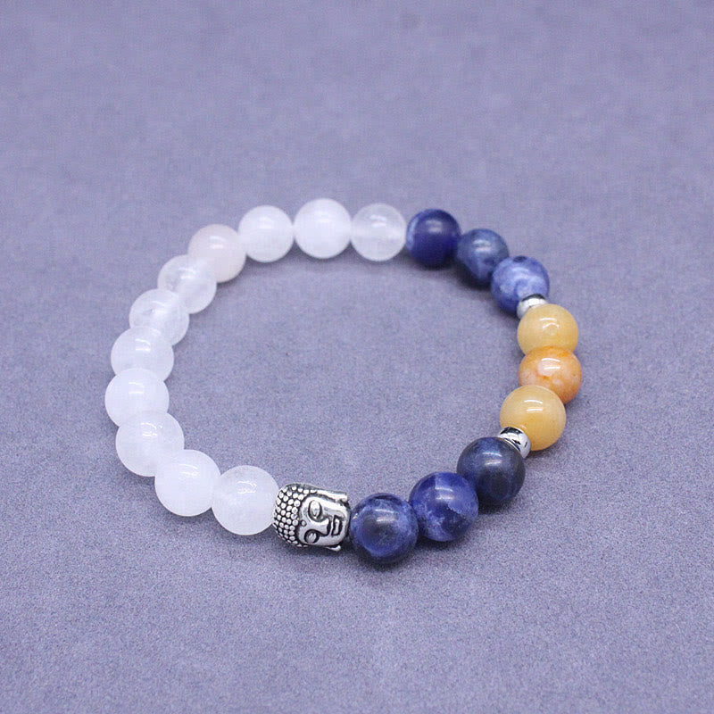 Buddha Stones Natural Black Onyx White Stone Green Aventurine Tiger Eye Agate Mixed Color Buddha Head Protection Bracelet - image 24
