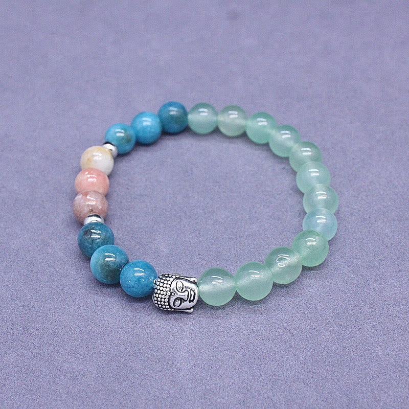 Buddha Stones Natural Black Onyx White Stone Green Aventurine Tiger Eye Agate Mixed Color Buddha Head Protection Bracelet - image 13
