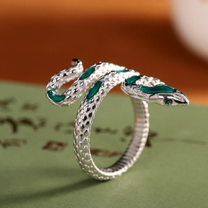 Buddha Stones 925 Sterling Silver Year Of The Snake Adjustable Blessing Ring - image 2