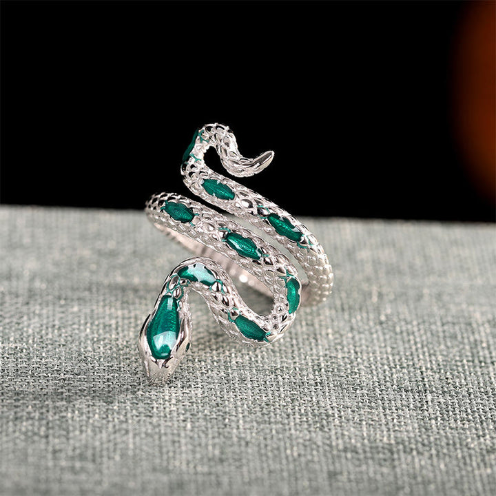 Buddha Stones 925 Sterling Silver Year Of The Snake Adjustable Blessing Ring - image 1