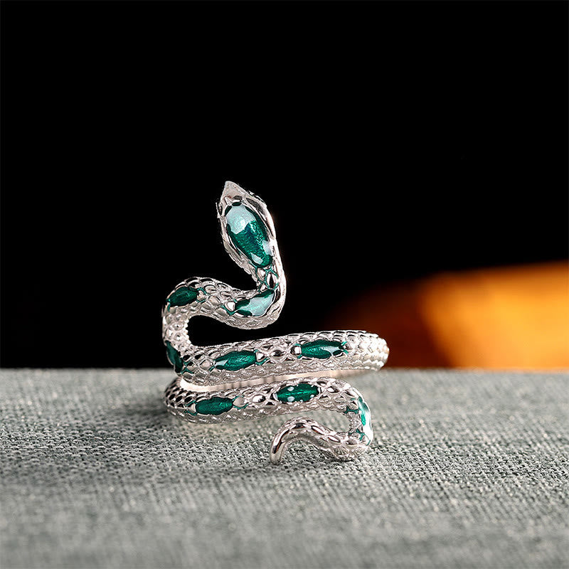 Buddha Stones 925 Sterling Silver Year Of The Snake Adjustable Blessing Ring - 925 Sterling Silver Snake(Adjustable) - image 0