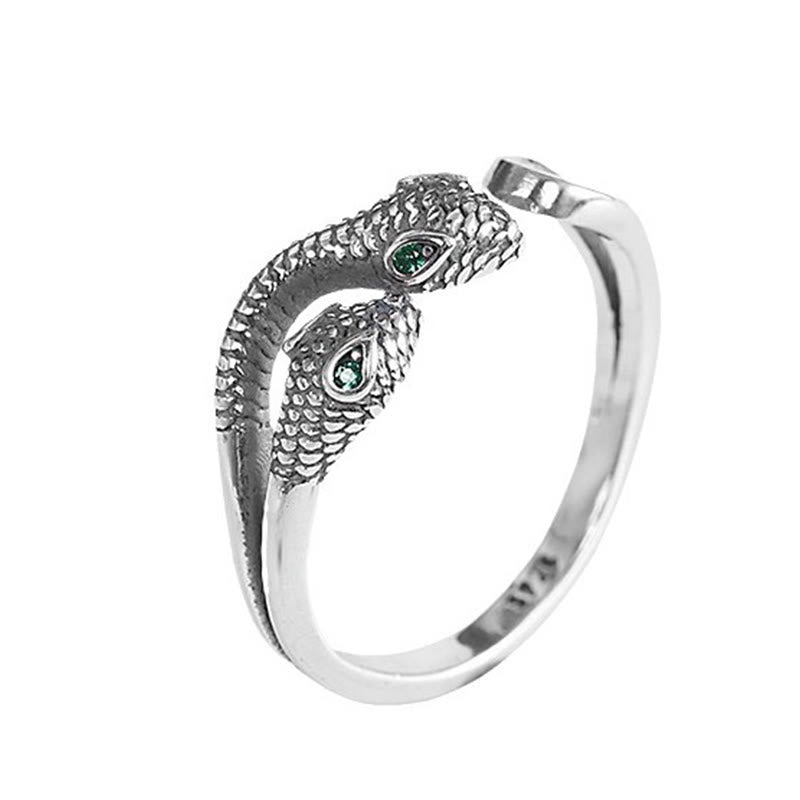 Buddha Stones 925 Sterling Silver Year Of The Snake Two-headed Snake Adjustable Open Ring - image 10