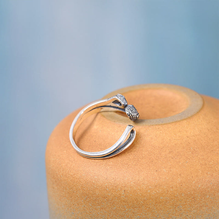 Buddha Stones 925 Sterling Silver Year Of The Snake Two-headed Snake Adjustable Open Ring - image 4