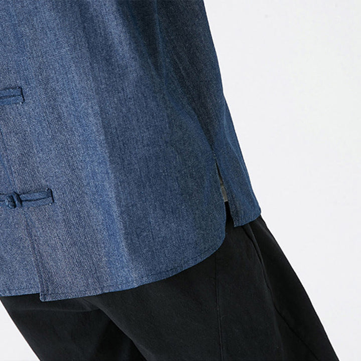 Buddha Stones Bamboo Leaves Design Frog-button Tang Suit Cotton Men's Jacket Shirt - image 12