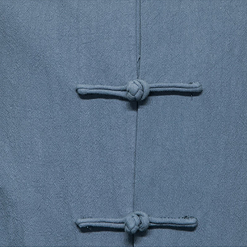 Buddha Stones Solid Color Frog-button Tang Suit Cotton Linen Men's Jacket Shirt With Pockets - image 10