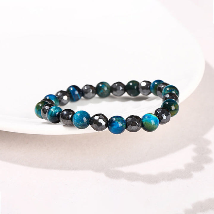 Buddha Stones 2Pcs Hematite Tiger Eye Blue Tiger Eye Powerful Bracelet Set - image 17