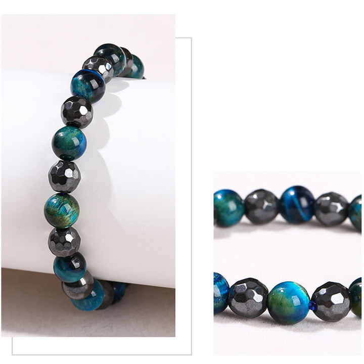 Buddha Stones 2Pcs Hematite Tiger Eye Blue Tiger Eye Powerful Bracelet Set - image 20