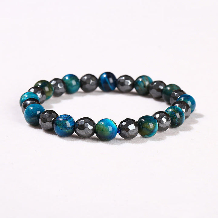 Buddha Stones 2Pcs Hematite Tiger Eye Blue Tiger Eye Powerful Bracelet Set - image 15