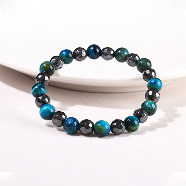 Buddha Stones 2Pcs Hematite Tiger Eye Blue Tiger Eye Powerful Bracelet Set - image 16