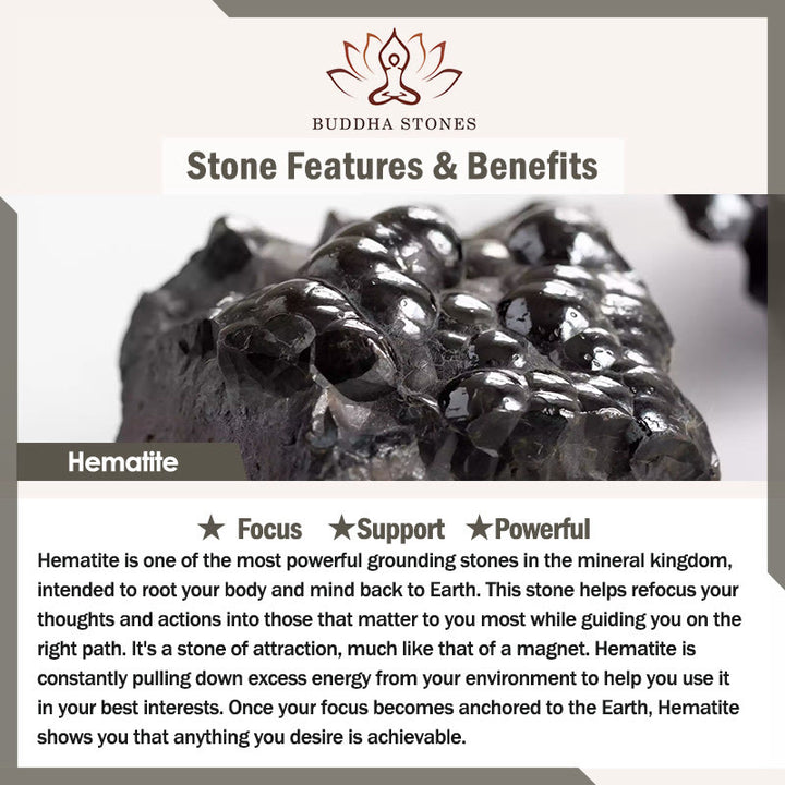 Buddha Stones Hematite Black Beads Support Bracelet - image 8