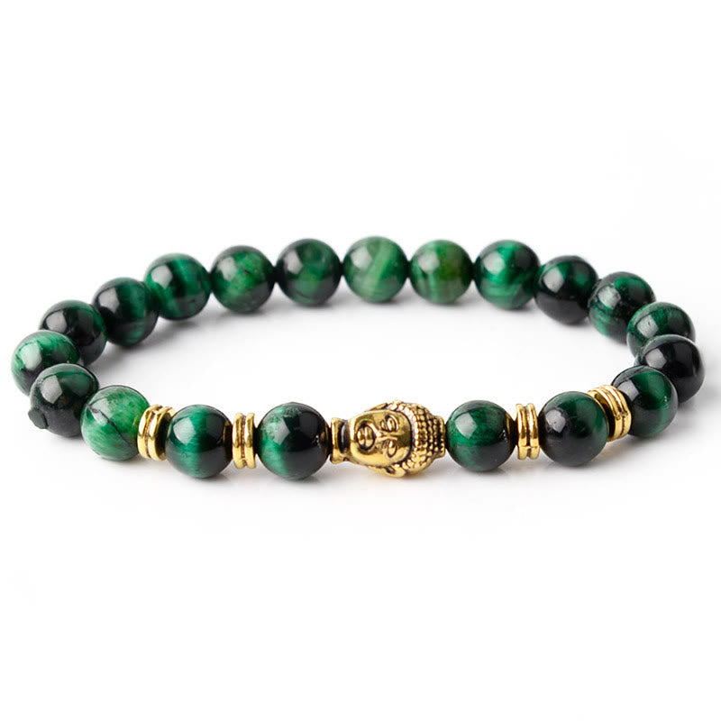 Buddha Stones Blue Green Red Tiger Eye Buddha Head Balance Bracelet - image 19