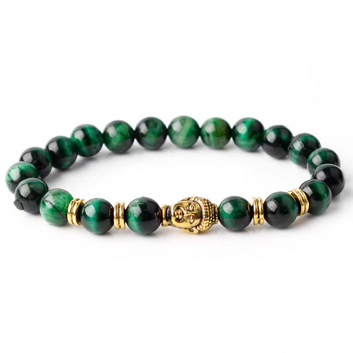 Buddha Stones Blue Green Red Tiger Eye Buddha Head Balance Bracelet - image 19