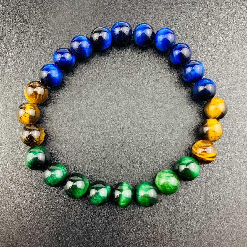 Buddha Stones Blue Tiger Eye Green Tiger Eye Tiger Eye Balance Bracelet - image 4