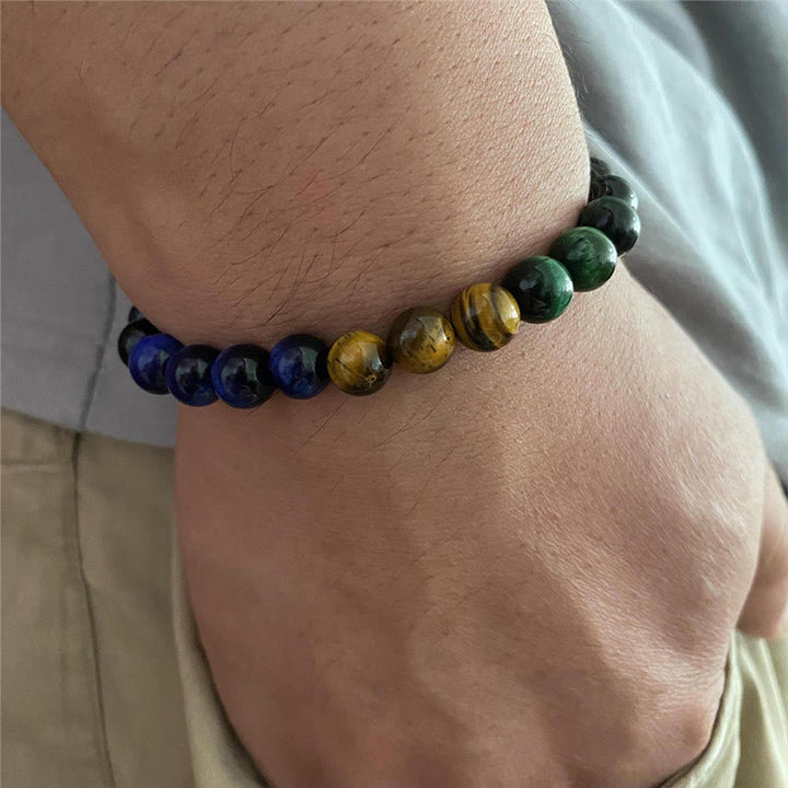 Buddha Stones Blue Tiger Eye Green Tiger Eye Tiger Eye Balance Bracelet - image 5