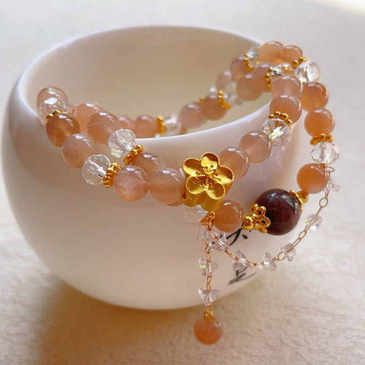 Buddha Stones Sun Stone Crystal Peach Blossom Wealth Double Wrap Bracelet - image 6